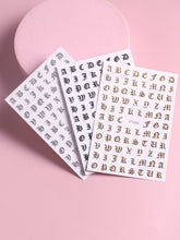 Load image into Gallery viewer, 3 Sheets Old English Letter Nail Art Stickers
