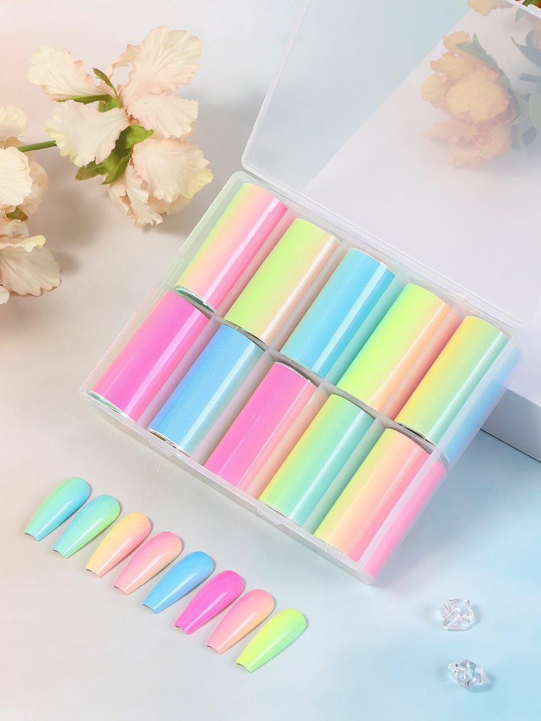 10 Rolls Ombre Nail Transfer Foils