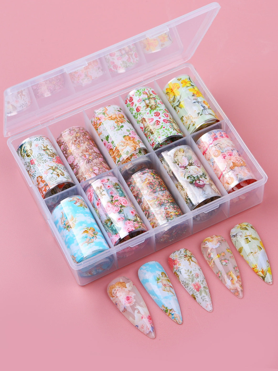 10 Rolls Angel/Flower Pattern Nail Transfer Foil