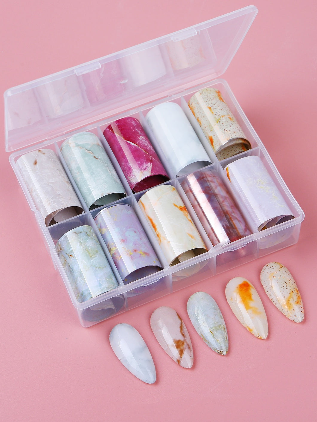 10 Rolls Marble Pattern Nail Transfer Foil